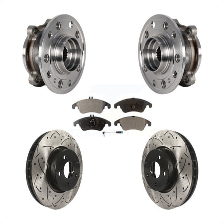 Front Bearing Assembly Drilled Slot Brake Rotor & Pad Kit For 2017 Mercedes-Benz E400 AWD KBB-125592