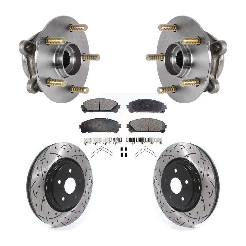 Front Hub Bearing Drilled Slot Brake Rotor Pads Kit For Lexus RX350 RX450h RX350L RX450hL KBB-125594