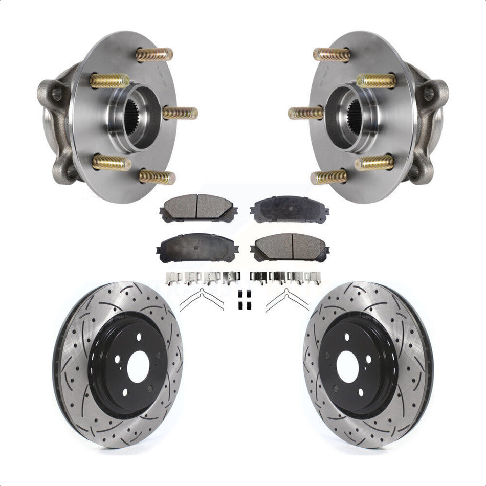 Front Hub Bearing Drilled Slot Brake Rotor Pads Kit For Lexus RX350 RX450h RX350L RX450hL KBB-125594