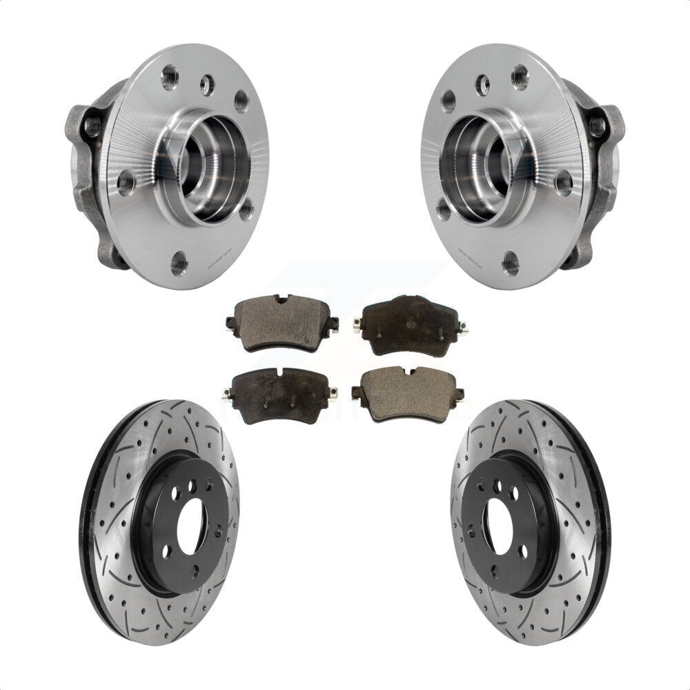 Front Hub Bearing Assembly Coated Drill Slot Brake Rotor Pads Kit For Mini Cooper Clubman KBB-125595