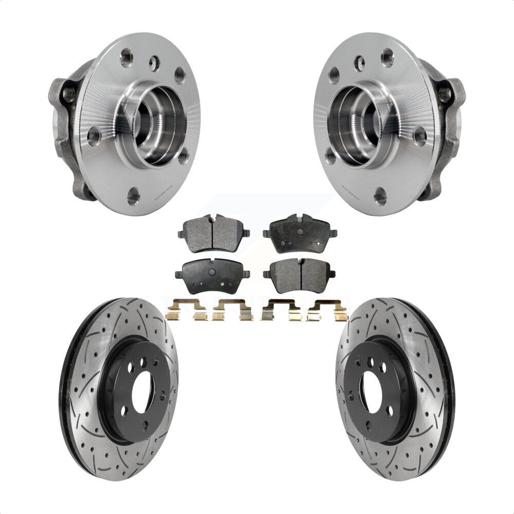 Front Hub Bearing Assembly Coated Drilled Slotted Brake Rotor And Pad Kit For Mini Cooper KBB-125596