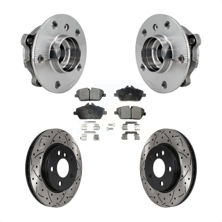 Front Hub Bearing Assembly Coated Drilled Slotted Brake Rotor And Pad Kit For Mini Cooper KBB-125597