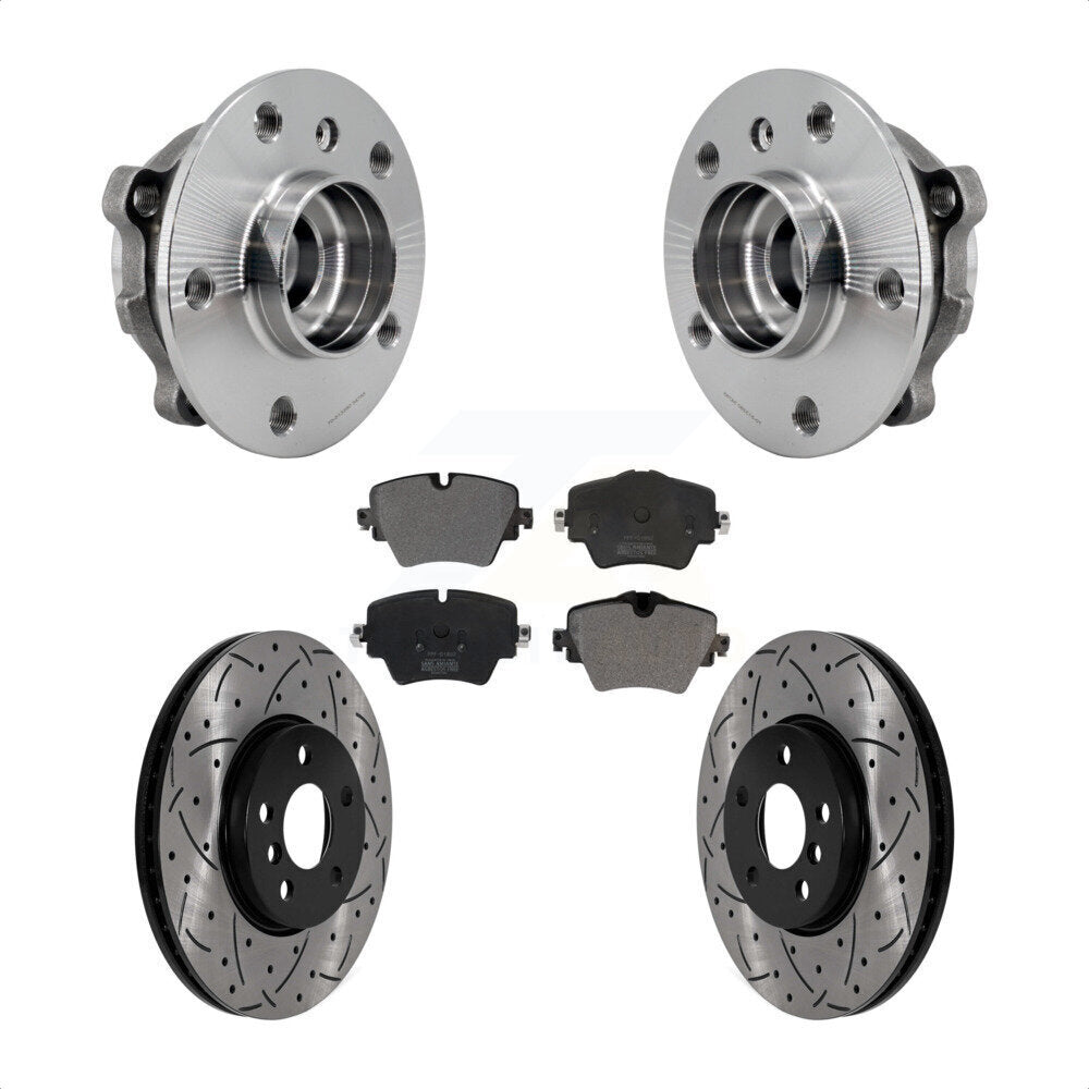 Front Hub Bearing Coat Drill Slot Brake Rotor Pads Kit For Mini Cooper Countryman Clubman KBB-125598