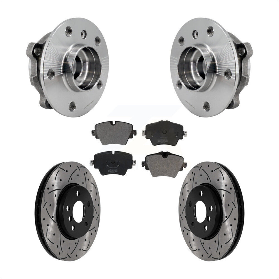 Front Hub Bearing Coat Drill Slot Brake Rotor Pads Kit For Mini Cooper Countryman Clubman KBB-125598
