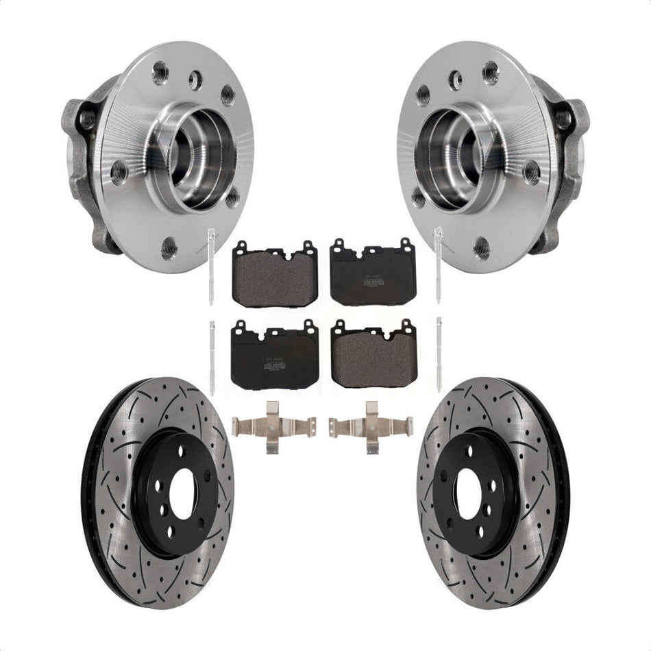 Front Hub Bearing Coat Drill Slot Brake Rotor Pad Kit For 2017-2020 Mini Cooper Clubman S KBB-125599