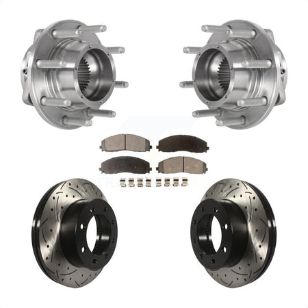 Front Hub Bearing Coat Drill Slot Brake Rotor Pad Kit For Ford F-350 Super Duty F-250 4WD KBB-125602