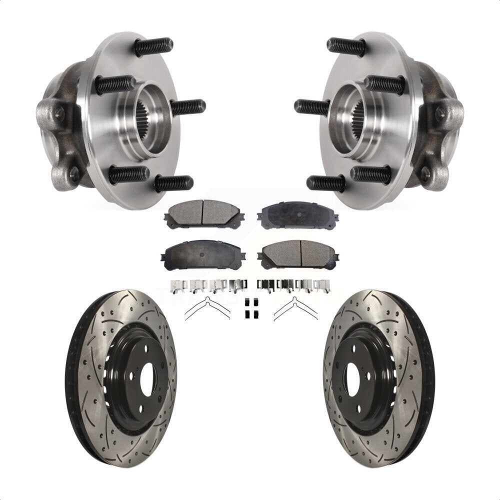 Front Hub Bearing Assembly Drilled Slot Brake Rotor Pad Kit For Lexus NX300 NX200t NX300h KBB-125604