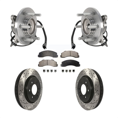 Front Hub Bearing Drilled Slot Brake Rotor Pads Kit For Ford Expedition Lincoln Navigator KBB-125605