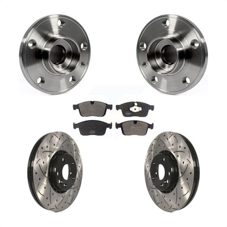 Front Hub Bearing Assembly Coated Drilled Slotted Disc Brake Rotor Pad Kit For Volvo XC60 KBB-125608