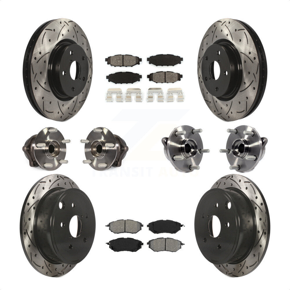 Front Rear Hub Bearing Assembly Coated Disc Brake Rotor And Pad Kit (10Pc) For Subaru WRX KBB-125632