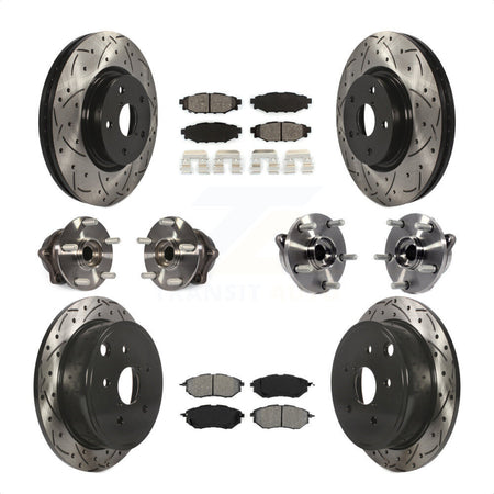 Front Rear Hub Bearing Assembly Coated Disc Brake Rotor And Pad Kit (10Pc) For Subaru WRX KBB-125632