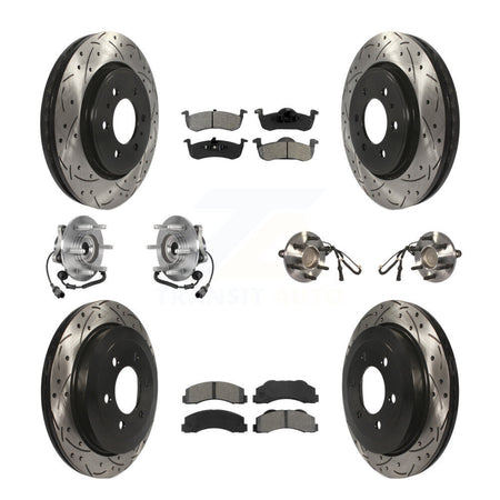 Front Rear Hub Bearing Coated Brake Rotor Pads Kit (10Pc) For Ford Expedition Lincoln RWD KBB-125639