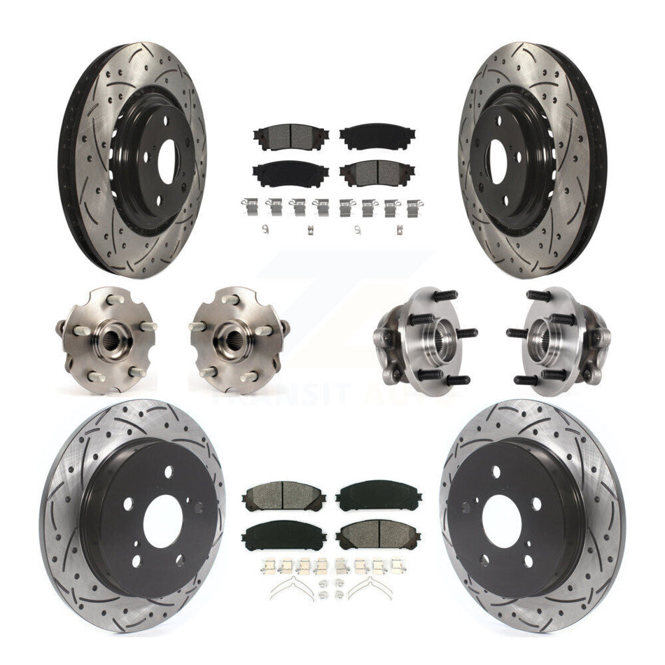 Front Rear Hub Bearing Coated Brake Rotor & Pads Kit (10Pc) For Lexus NX300 NX200t NX300h KBB-125644