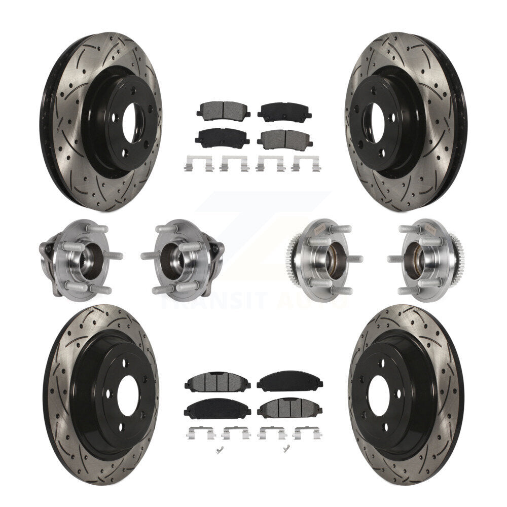 Front Rear Hub Bearing Coated Brake Rotor & Pads Kit (10Pc) For Ford Mustang V6 with 3.7L KBB-125647