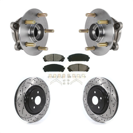 Front Hub Bearing Drilled Slot Brake Rotor Pads Kit For Lexus RX350 RX450h RX350L RX450hL KBB-125656
