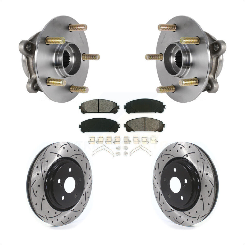Front Hub Bearing Drilled Slot Brake Rotor Pads Kit For Lexus RX350 RX450h RX350L RX450hL KBB-125656