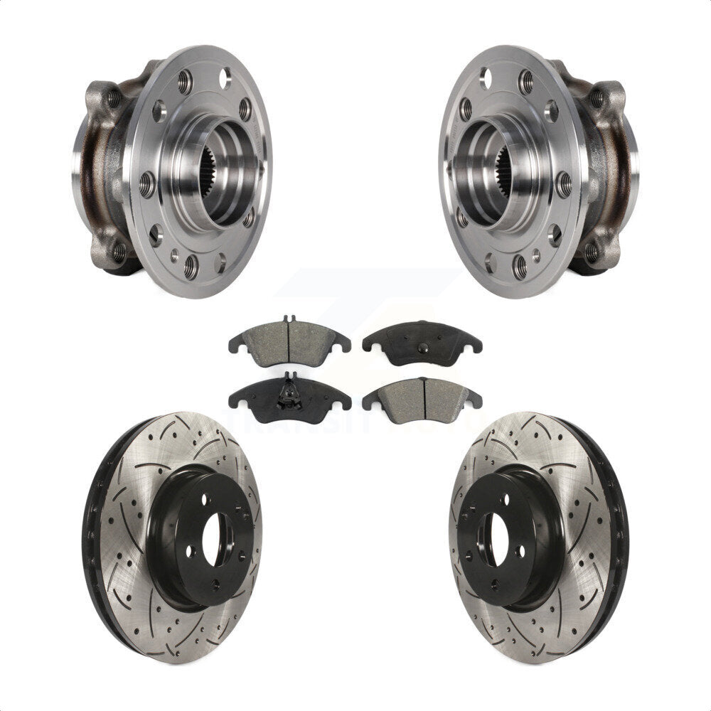 Front Bearing Assembly Drilled Slot Brake Rotor & Pad Kit For 2017 Mercedes-Benz E400 AWD KBB-125657