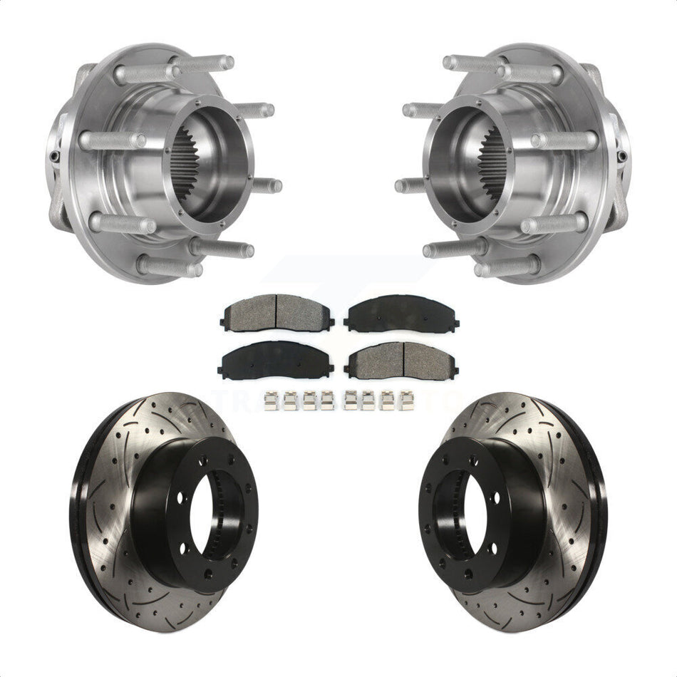 Front Hub Bearing Coat Drill Slot Brake Rotor Pad Kit For Ford F-350 Super Duty F-250 4WD KBB-125662