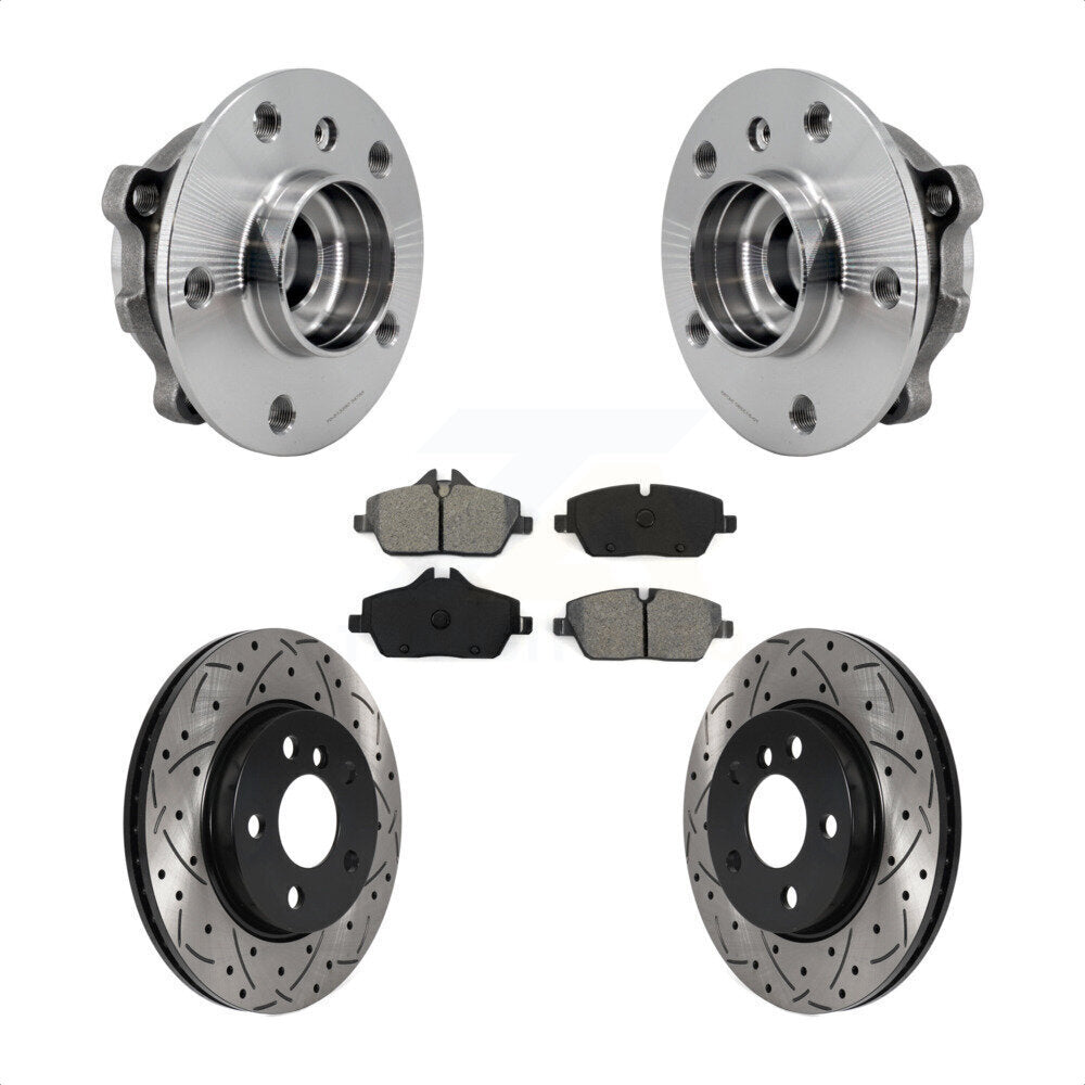 Front Hub Bearing Assembly Coated Drilled Slotted Brake Rotor And Pad Kit For Mini Cooper KBB-125665