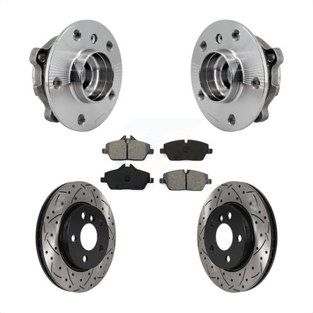 Front Hub Bearing Assembly Coated Drilled Slotted Brake Rotor And Pad Kit For Mini Cooper KBB-125665