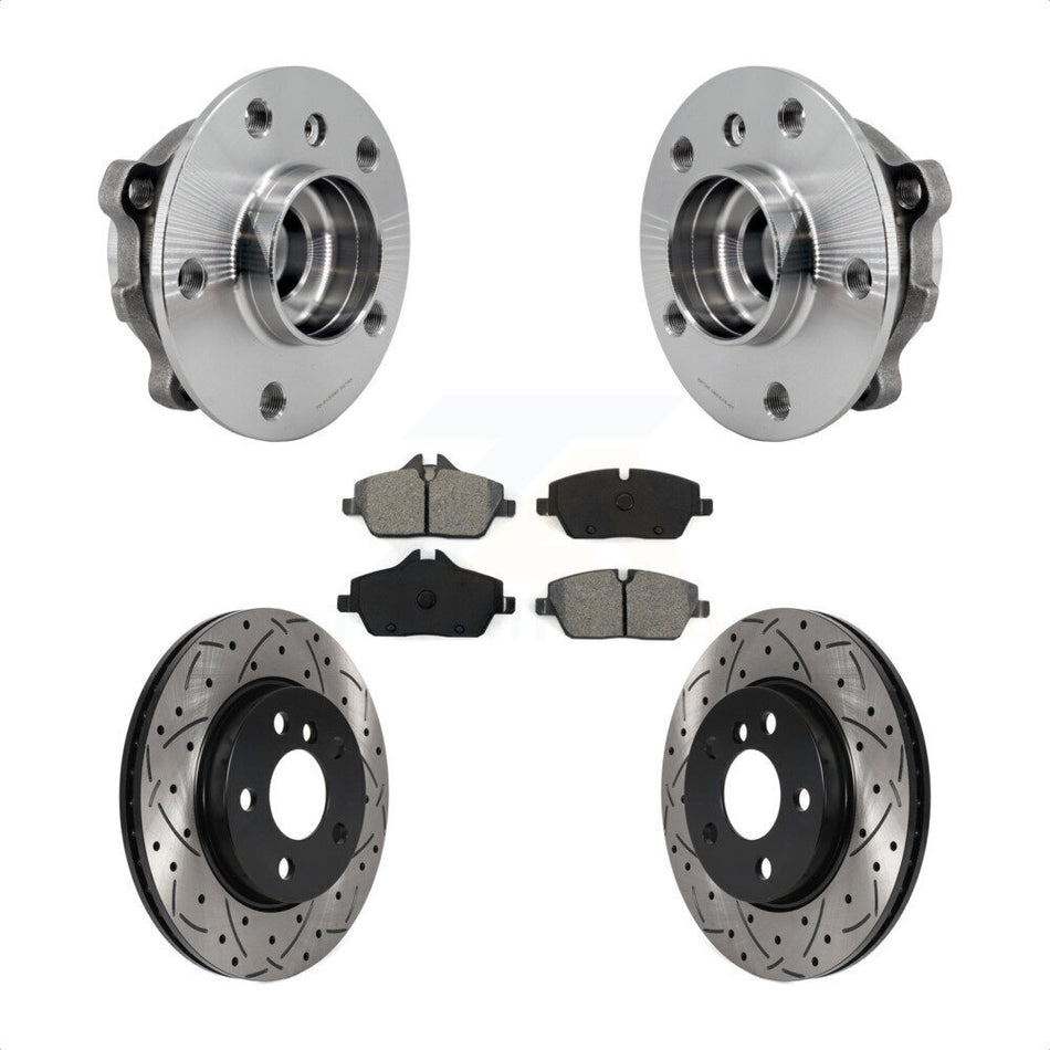 Front Hub Bearing Assembly Coated Drilled Slotted Brake Rotor And Pad Kit For Mini Cooper KBB-125665