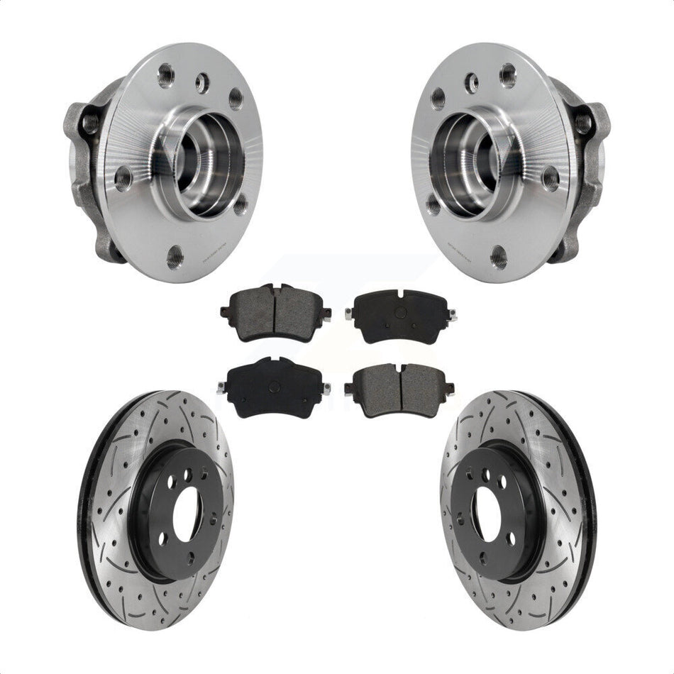 Front Hub Bearing Assembly Coated Drill Slot Brake Rotor Pads Kit For Mini Cooper Clubman KBB-125666