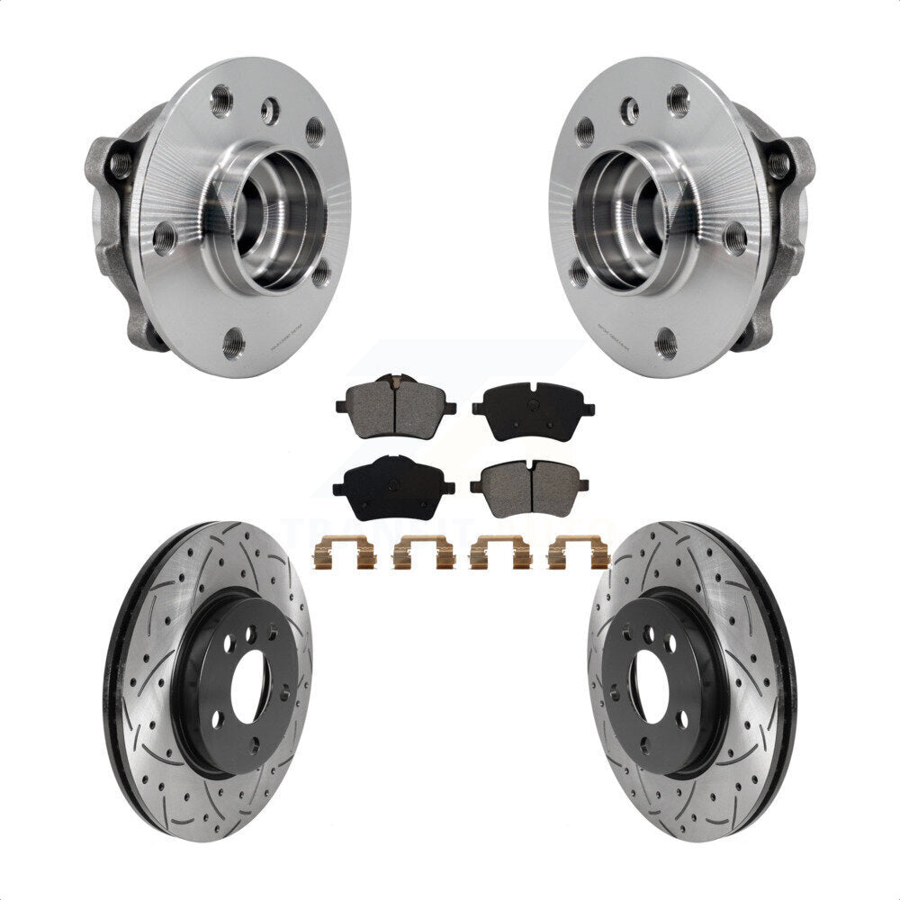 Front Hub Bearing Assembly Coated Drilled Slotted Brake Rotor And Pad Kit For Mini Cooper KBB-125667