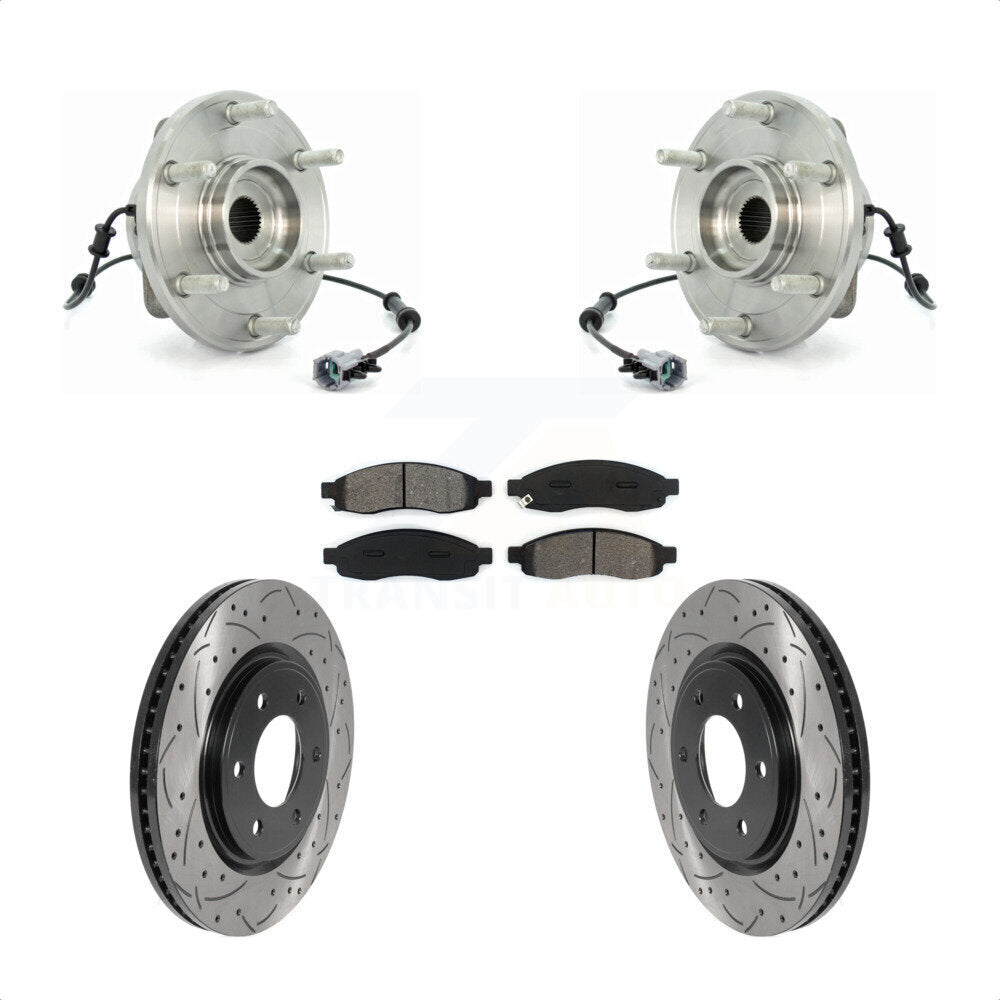 Front Hub Bearing Coated Drill Slot Brake Rotor Pads Kit For 2007 Nissan TITAN From 04 07 KBB-125671