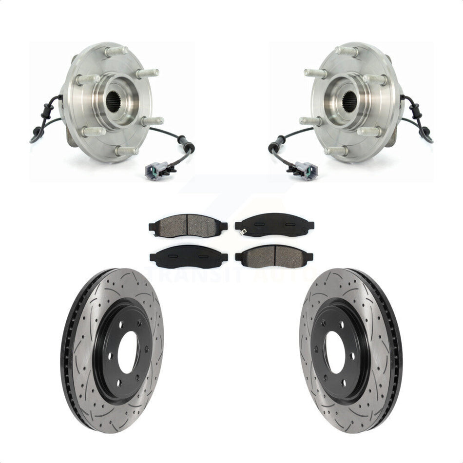 Front Hub Bearing Coated Drill Slot Brake Rotor Pads Kit For 2007 Nissan TITAN From 04 07 KBB-125671