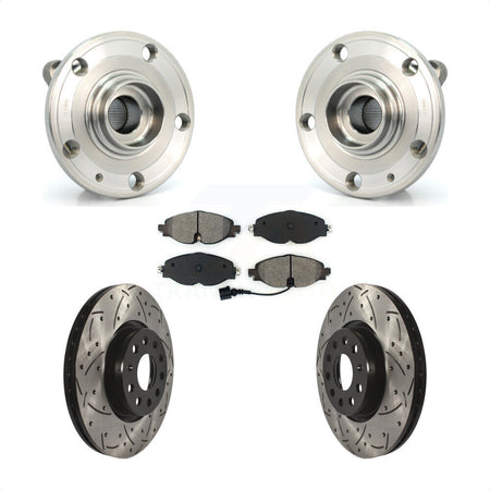 Front Hub Bearing Assembly Coated Drilled Slot Brake Rotor Pads Kit For Volkswagen Passat KBB-125672