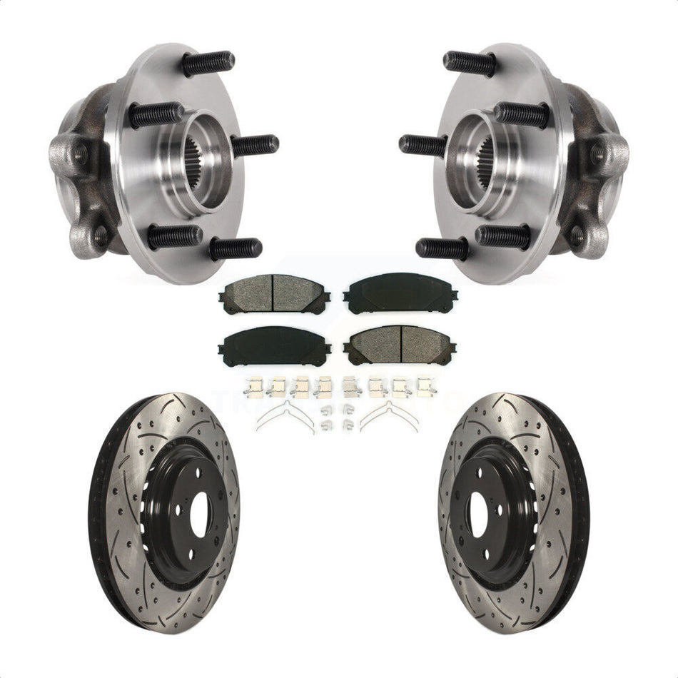 Front Hub Bearing Assembly Drilled Slot Brake Rotor Pad Kit For Lexus NX300 NX200t NX300h KBB-125673