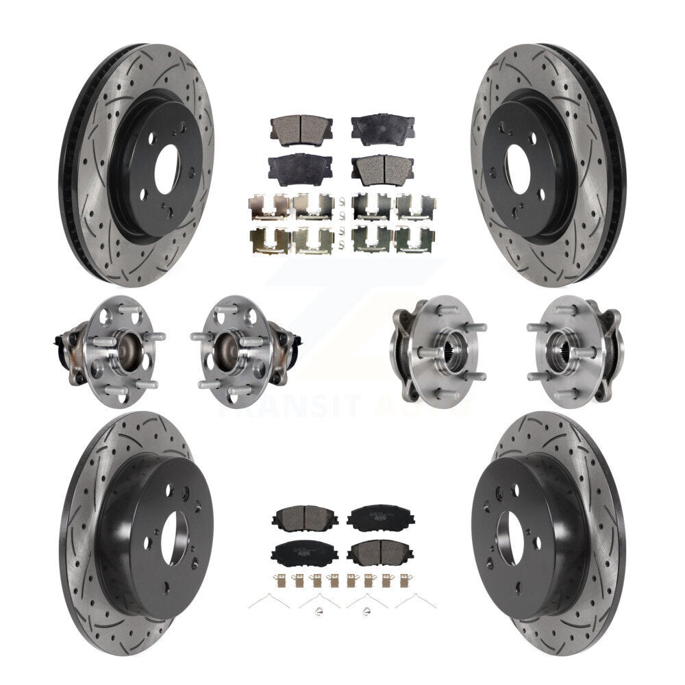 Front Rear Hub Bearings Coated Disc Brake Rotors And Pads Kit (10Pc) For Toyota Camry KBB-125697