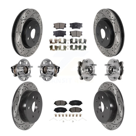 Front Rear Hub Bearings Coated Disc Brake Rotors And Pads Kit (10Pc) For Toyota Camry KBB-125697