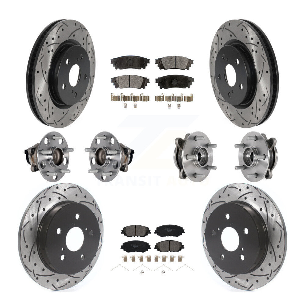 Front Rear Hub Bearings Coated Disc Brake Rotors And Pads Kit (10Pc) For Toyota Camry KBB-125698