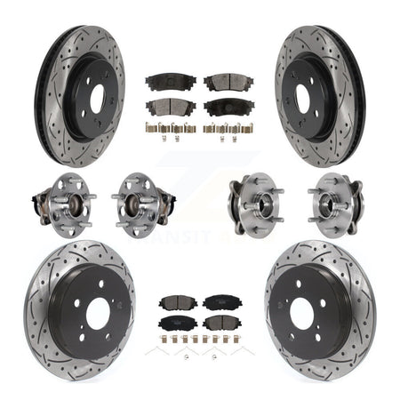 Front Rear Hub Bearings Coated Disc Brake Rotors And Pads Kit (10Pc) For Toyota Camry KBB-125698