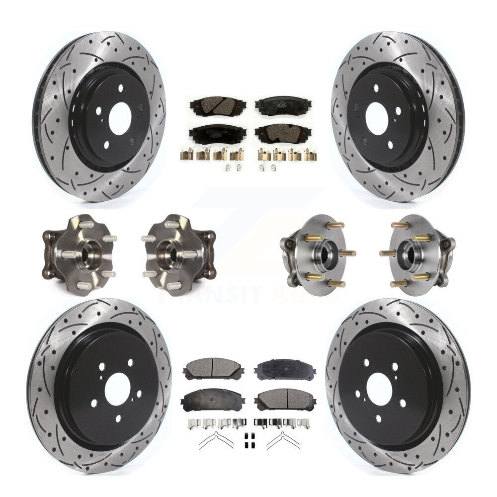 Front Rear Hub Bearing Coated Brake Rotor & Pads Kit (10Pc) For Lexus RX350 RX450h RX350L KBB-125710