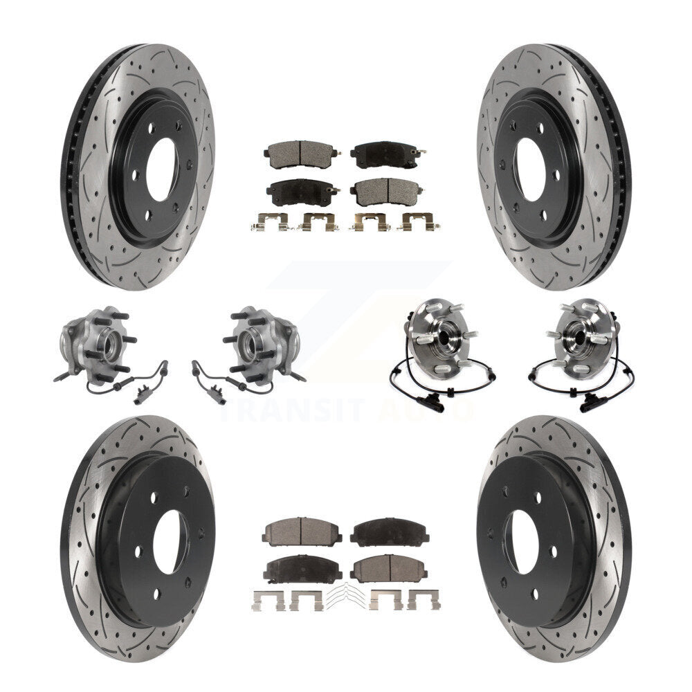 Front Rear Hub Bearing Coat Brake Rotor Pad Kit (10Pc) For Nissan Armada With Solid KBB-125712