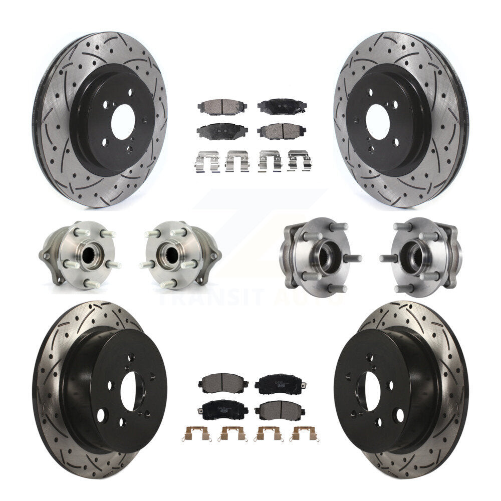 Front Rear Hub Bearings Coated Disc Brake Rotors And Pads Kit (10Pc) For Subaru Crosstrek KBB-125716