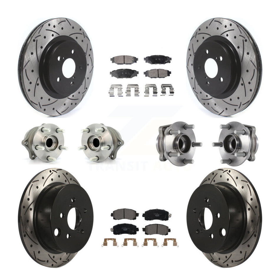 Front Rear Hub Bearings Coated Disc Brake Rotors And Pads Kit (10Pc) For Subaru Crosstrek KBB-125716