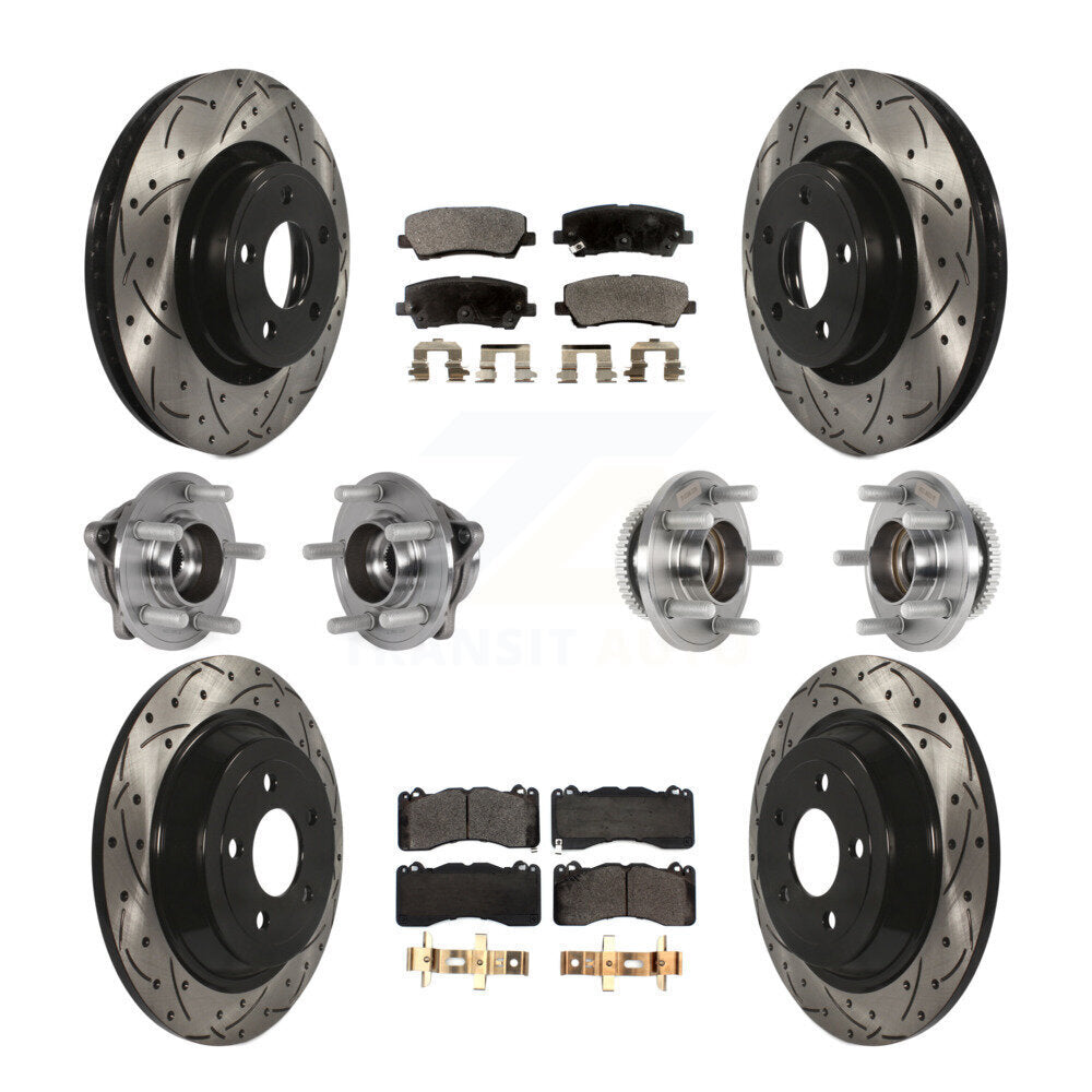 Front Rear Hub Bearing Coat Brake Rotor Pad Kit (10Pc) For 2015 Ford Mustang V6 with 3.7L KBB-125720