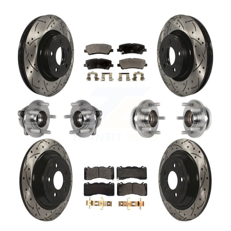 Front Rear Hub Bearing Coat Brake Rotor Pad Kit (10Pc) For 2015 Ford Mustang V6 with 3.7L KBB-125720