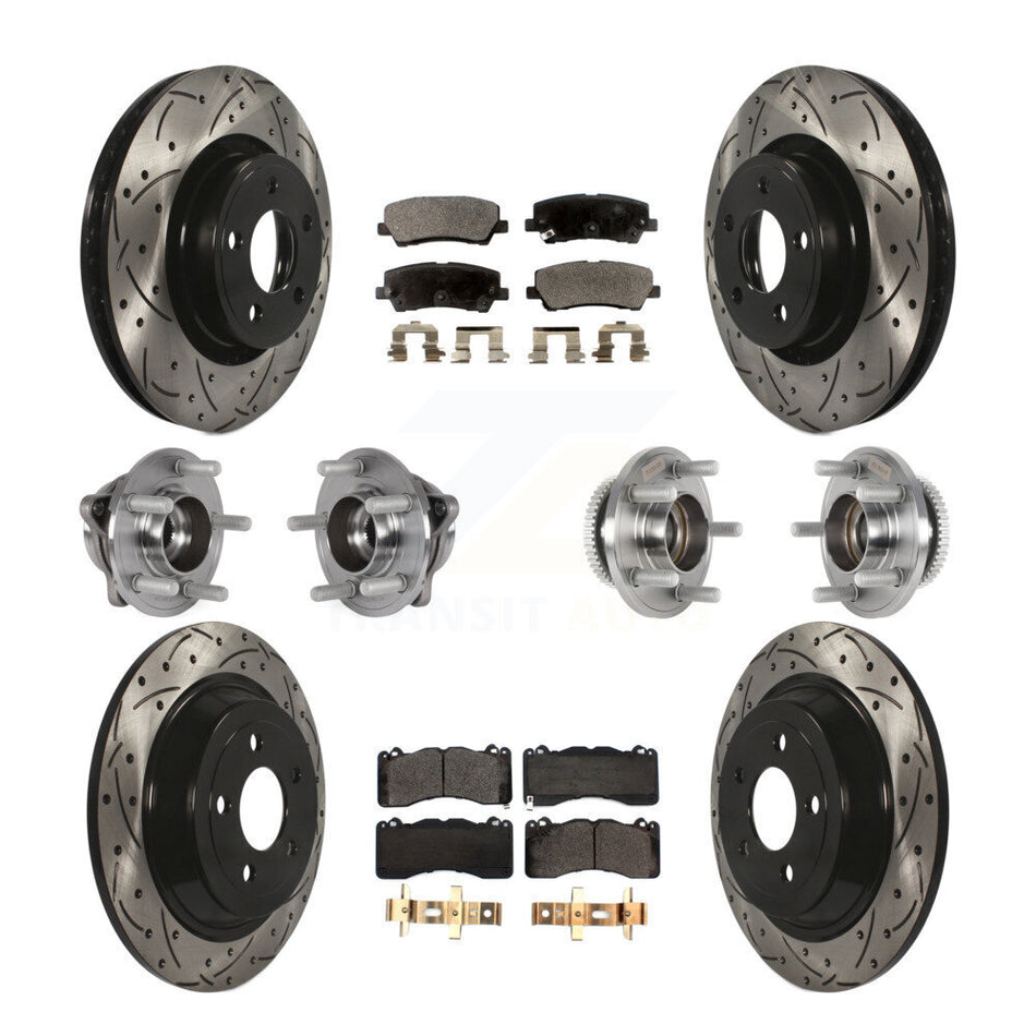 Front Rear Hub Bearing Coat Brake Rotor Pad Kit (10Pc) For 2015 Ford Mustang V6 with 3.7L KBB-125720