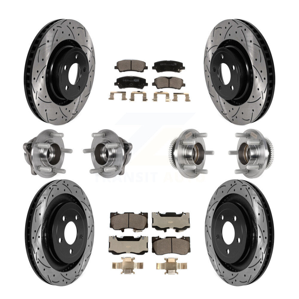 Front Rear Hub Bearings Coated Disc Brake Rotors And Pads Kit (10Pc) For Ford Mustang KBB-125722