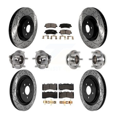 Front Rear Hub Bearings Coated Disc Brake Rotors And Pads Kit (10Pc) For Ford Mustang KBB-125723