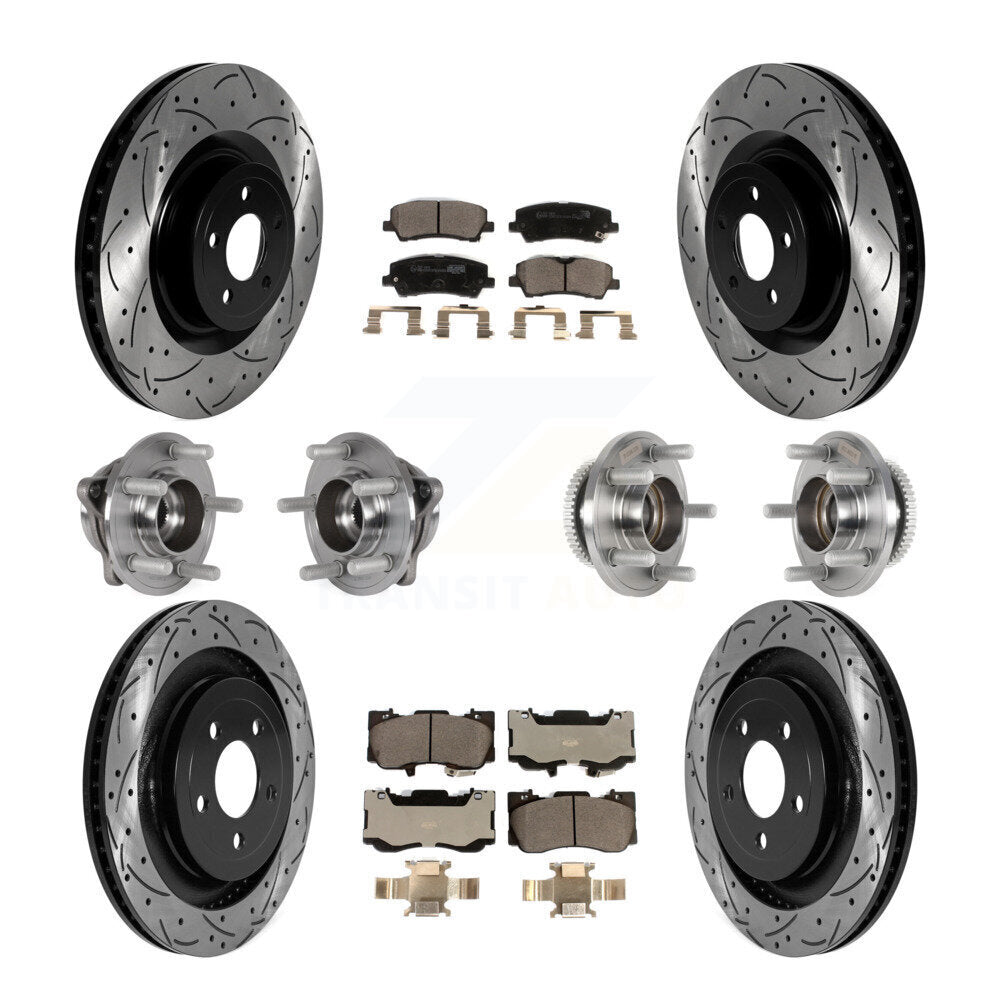 Front Rear Hub Bearings Coated Disc Brake Rotors And Pads Kit (10Pc) For Ford Mustang KBB-125724