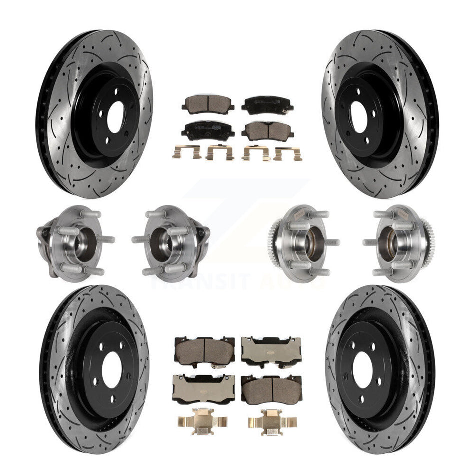 Front Rear Hub Bearings Coated Disc Brake Rotors And Pads Kit (10Pc) For Ford Mustang KBB-125724