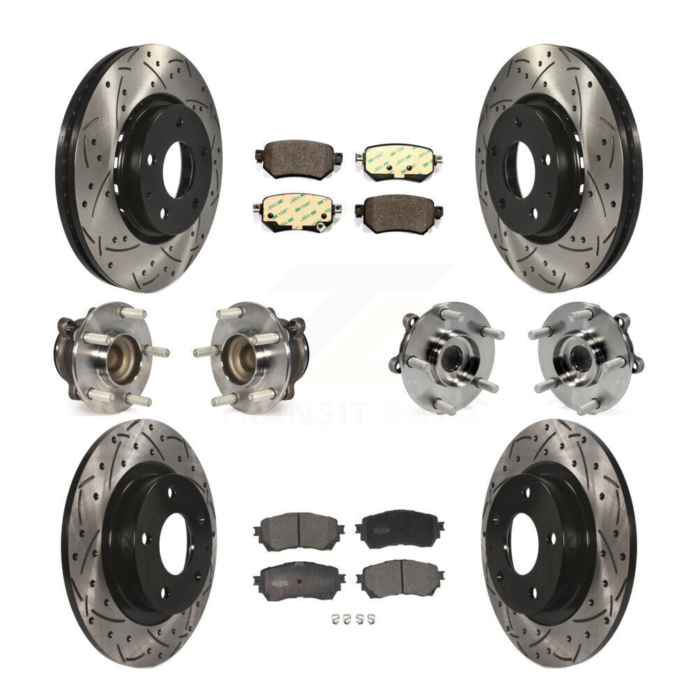 Front Rear Hub Bearing Coated Brake Rotor Pads Kit (10Pc) For Mazda 6 Naturally Aspirated KBB-125728