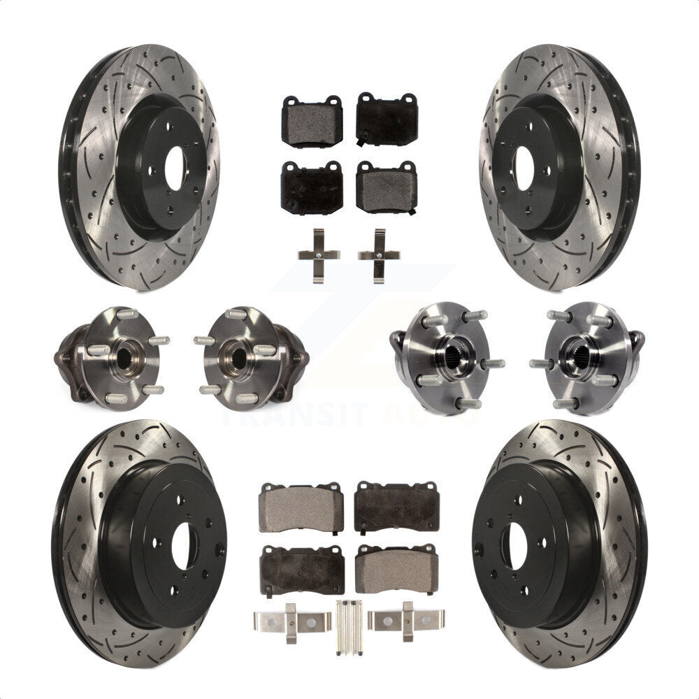 Front Rear Hub Bearing Coated Disc Brake Rotor Pads Kit (10Pc) For Subaru Impreza WRX STI KBB-125732