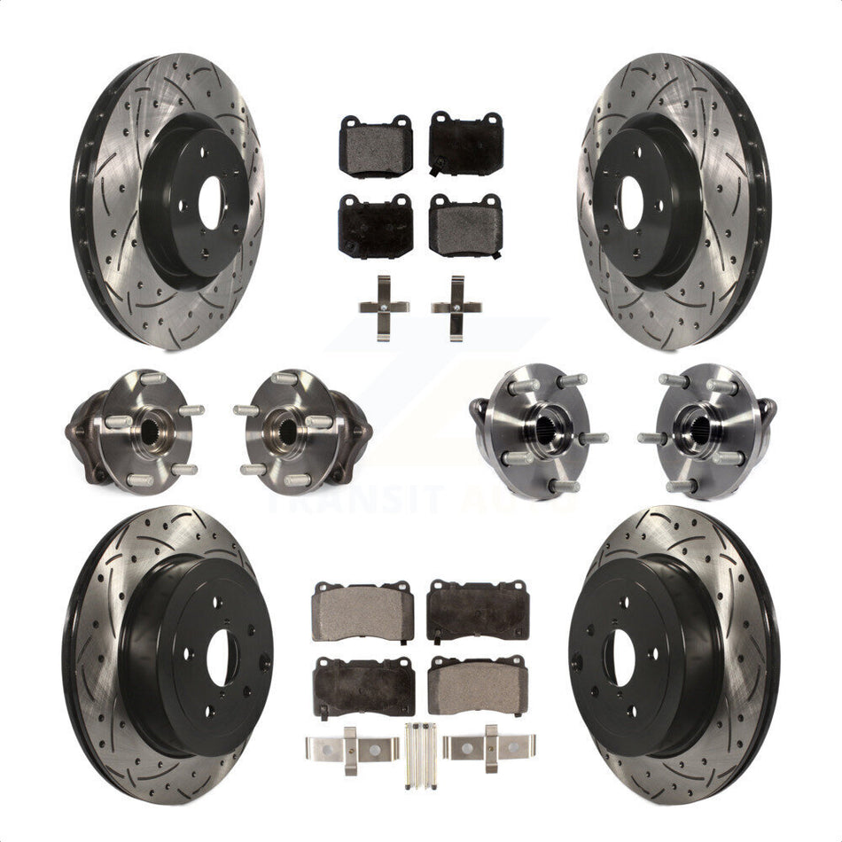 Front Rear Hub Bearing Coated Disc Brake Rotor Pads Kit (10Pc) For Subaru Impreza WRX STI KBB-125732