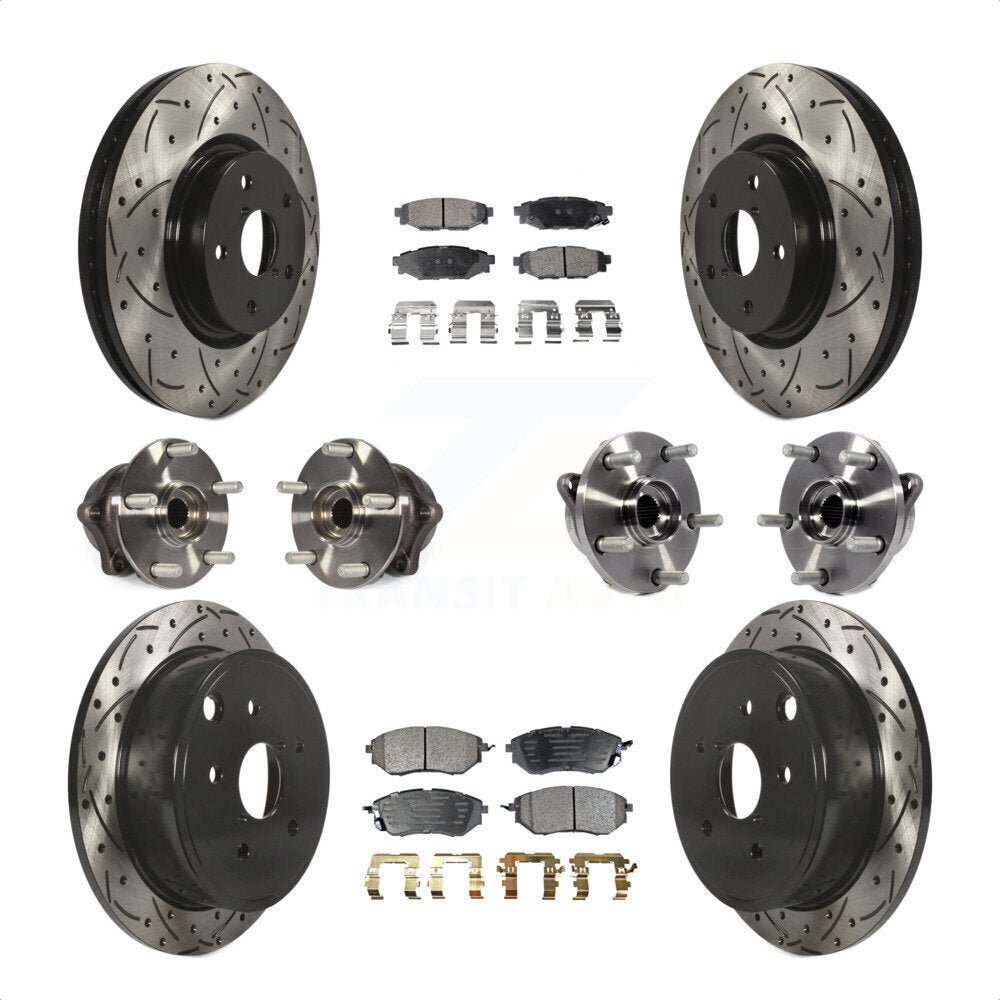Front Rear Hub Bearing Coated Disc Brake Rotor And Ceramic Pads Kit (10Pc) For Subaru WRX KBB-125736